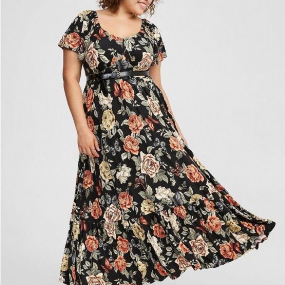 Torrid size 2 Flutter Sleeve Floral Maxi Dress
